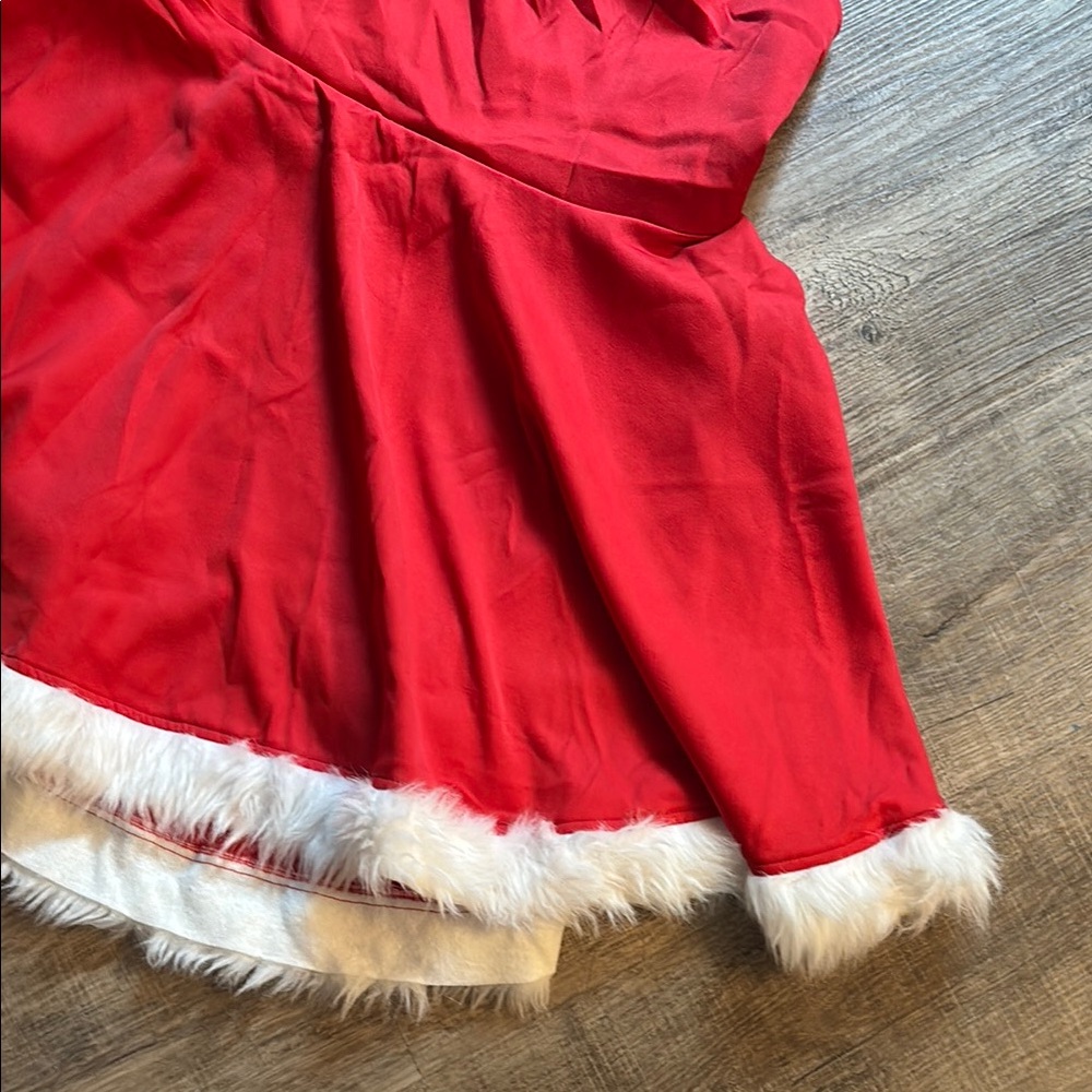 Festive Red Halter Dress with White Fur Trim Santa - Picture 5 of 10